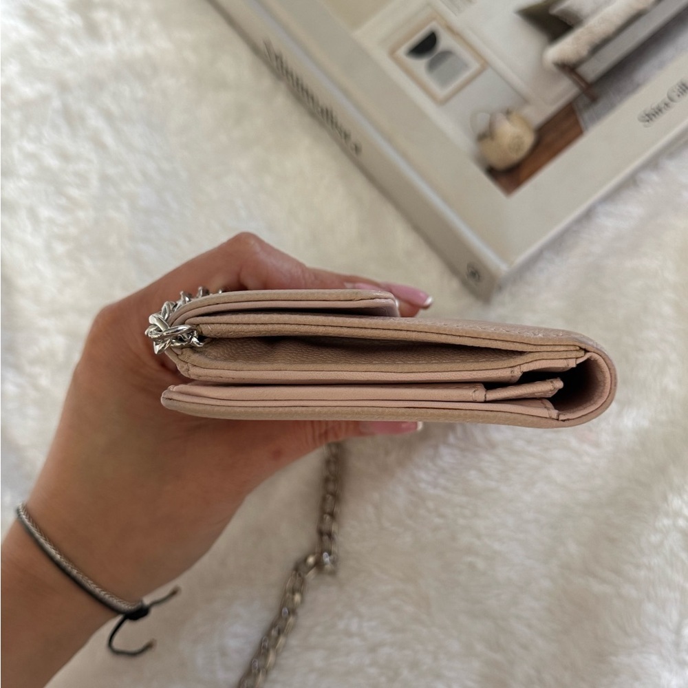 Authentic Chanel Coco Mark Sevruga Caviar Skin Flap Long Wallet On Chain Pink - Picture 13 of 16
